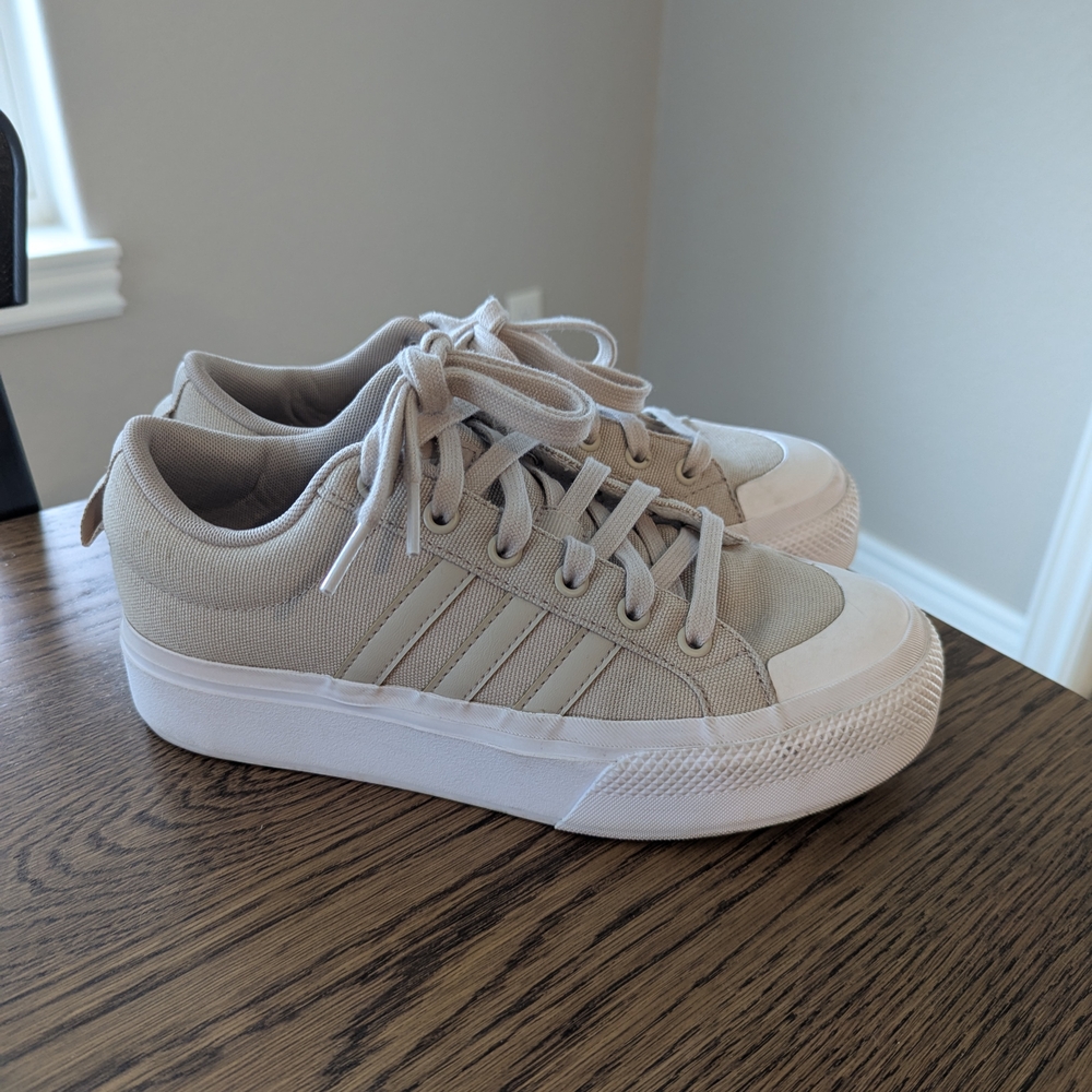Adidas Women's Cream Canvas Sneakers
